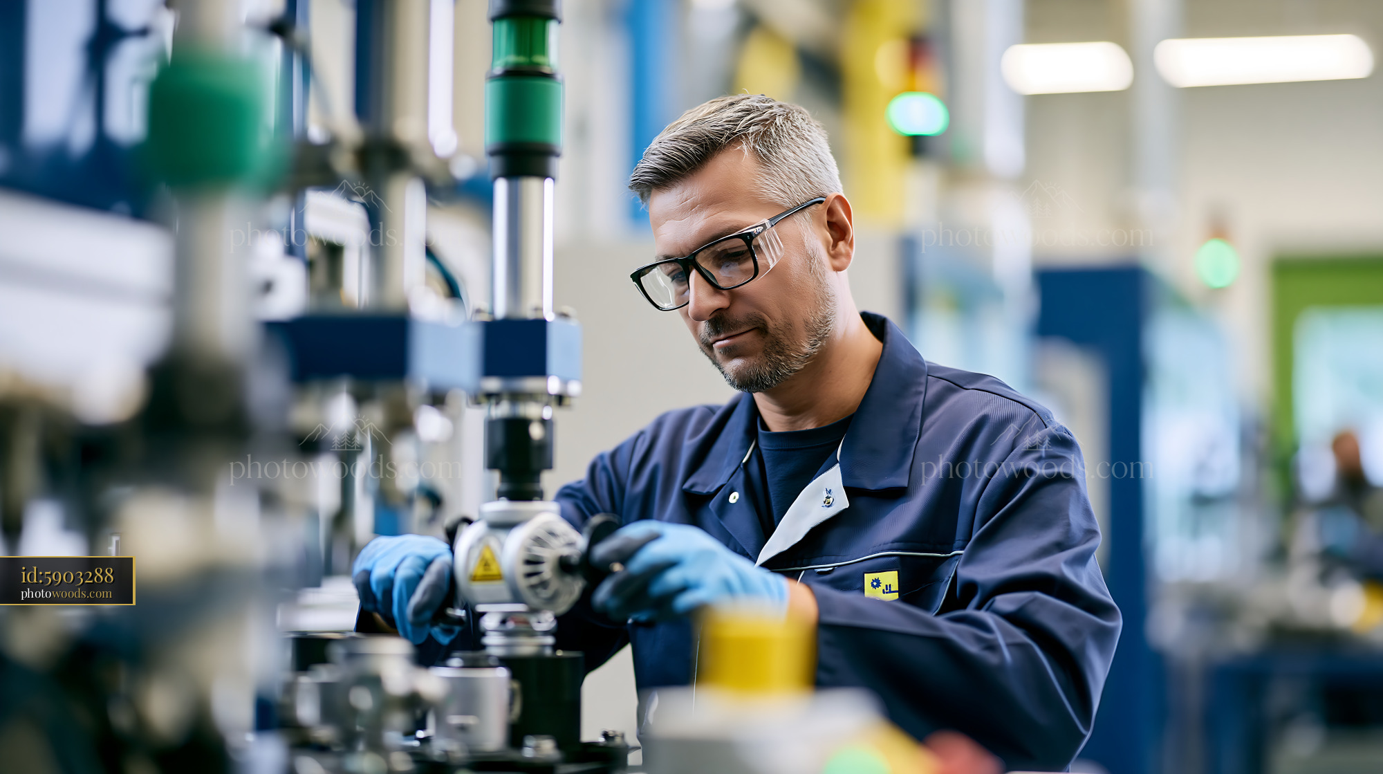 Worker at Battery Recycling Line Uses Machinery in Factory