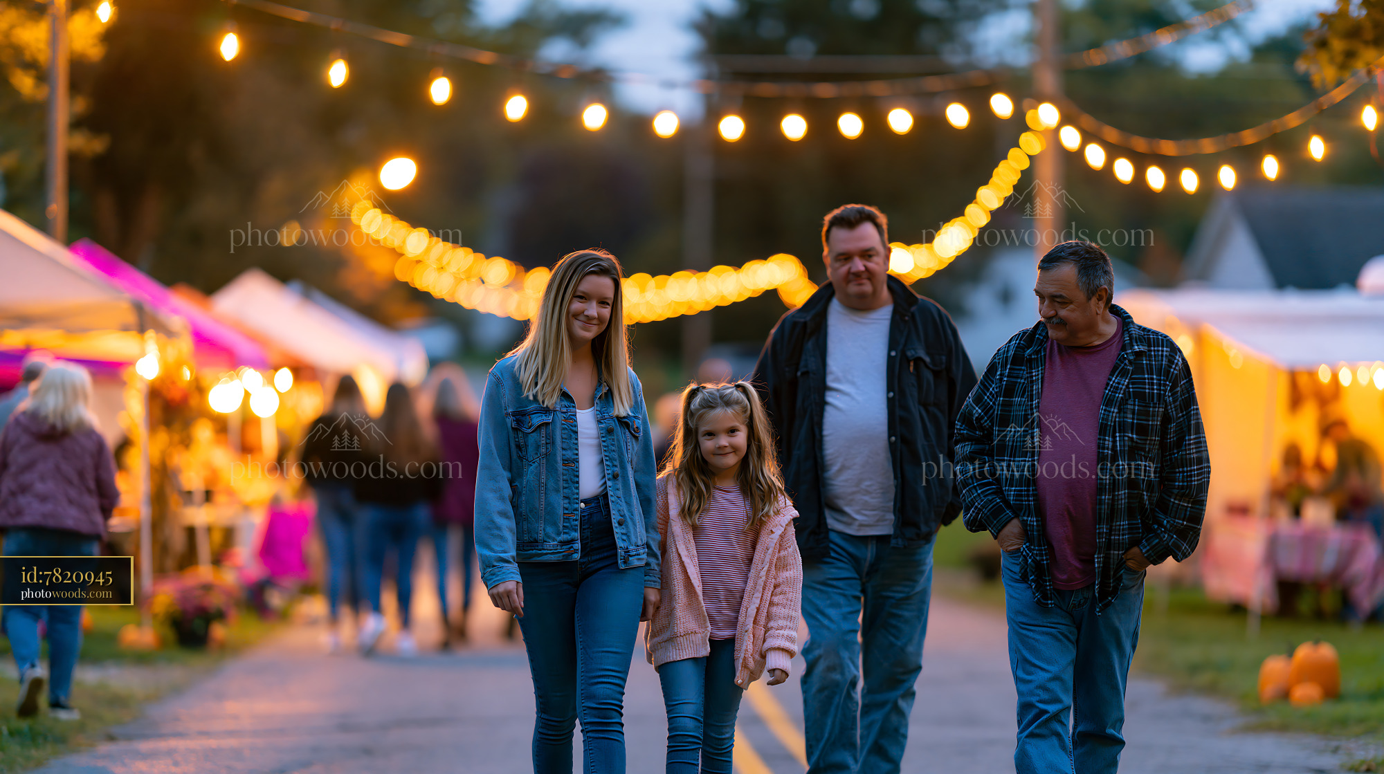 Local Harvest Festival in the Evening With Families Walking