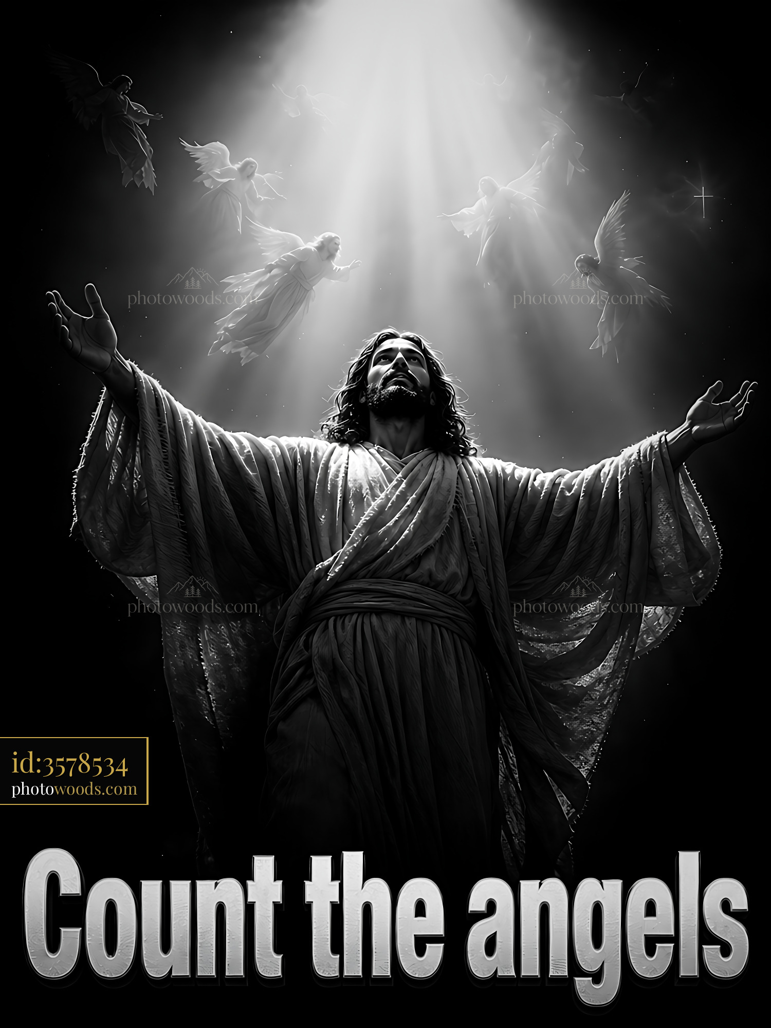 Man With Arms Raised Counting Angels in Bright Light