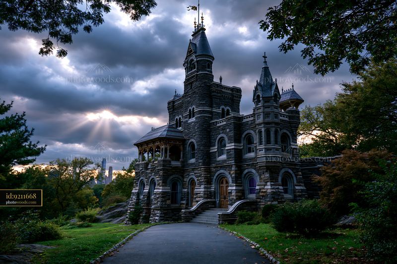 Belvedere Castle in Central Park, New York City, USA Under Cloudy Sky