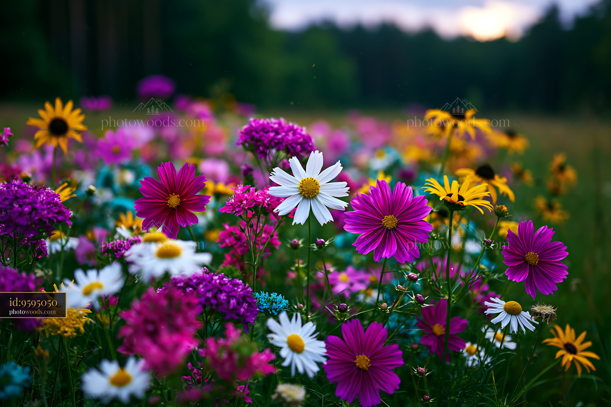 Wildflowers Bloom in a Field, Showcasing Vibrant Colors and Beauty