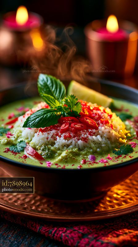 Thai Green Curry With Jasmine Rice and Fresh Herbs