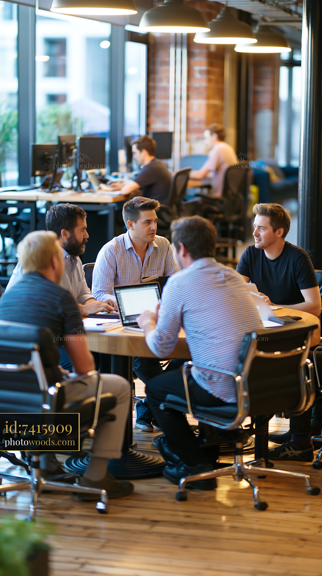 Men's Support Group Discussing in Modern Office Space