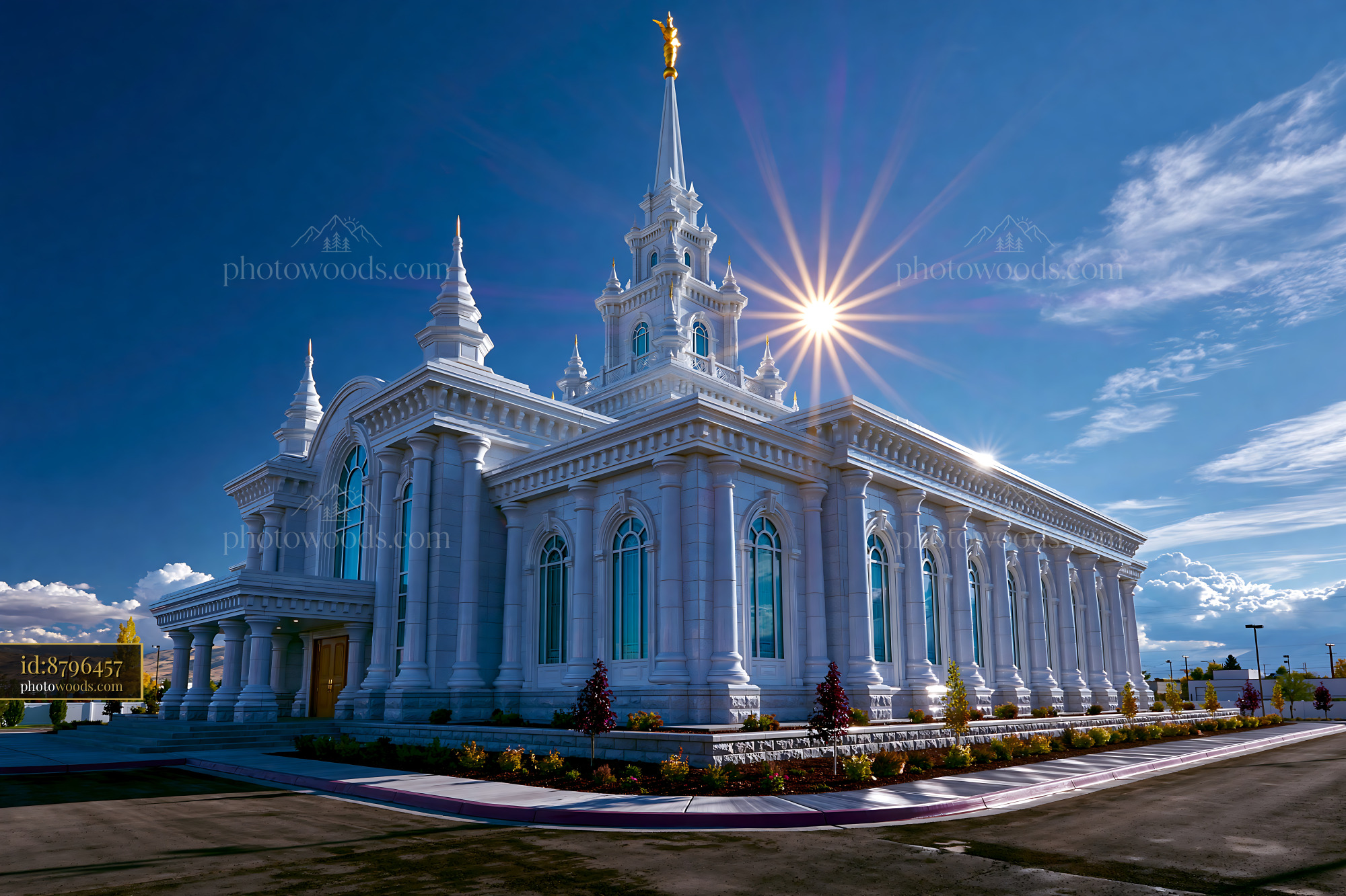 Elko Nevada Temple During Sunset With Sunny Starburst