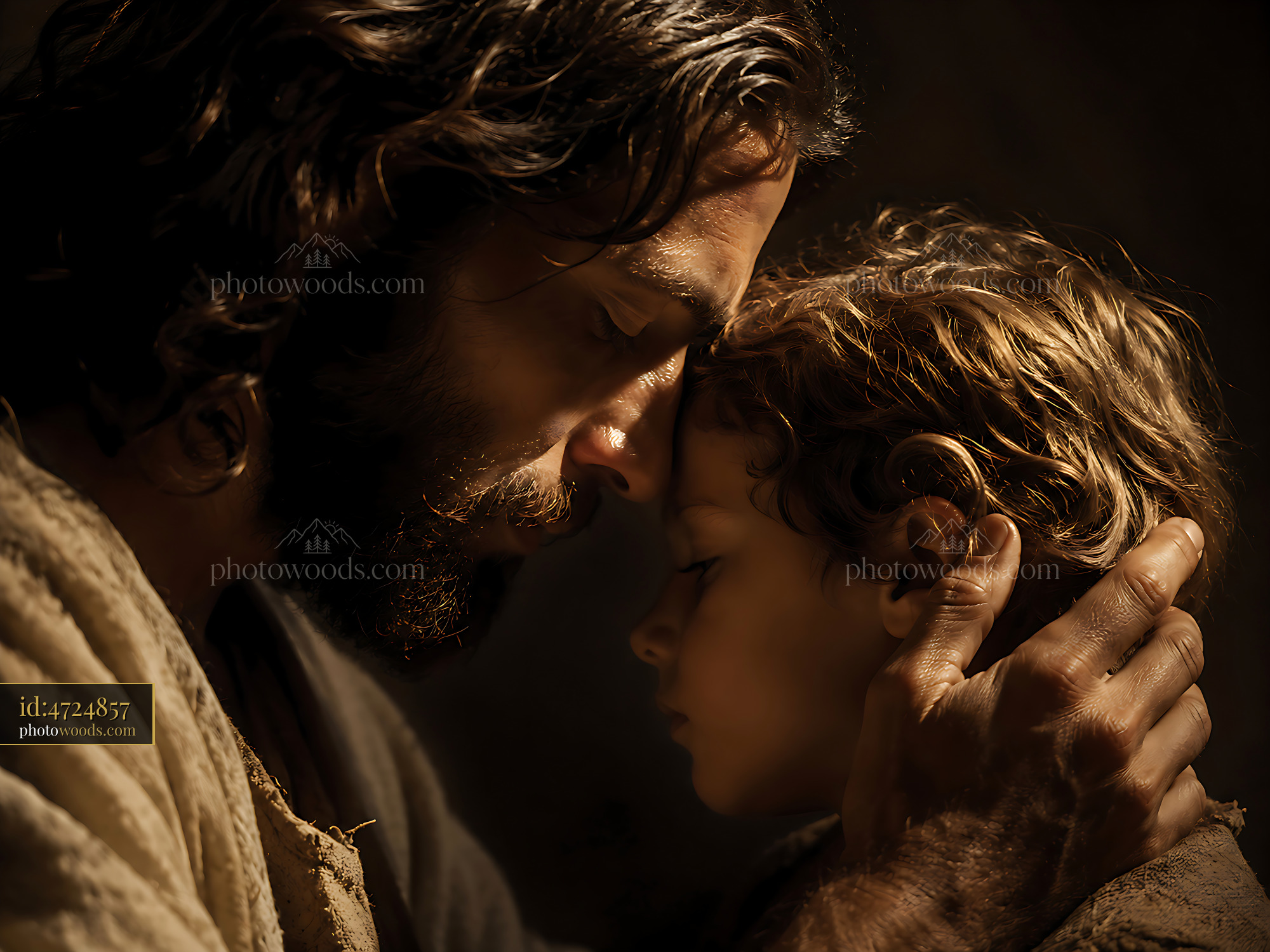 Father and Son Share a Quiet Moment in Dim Light