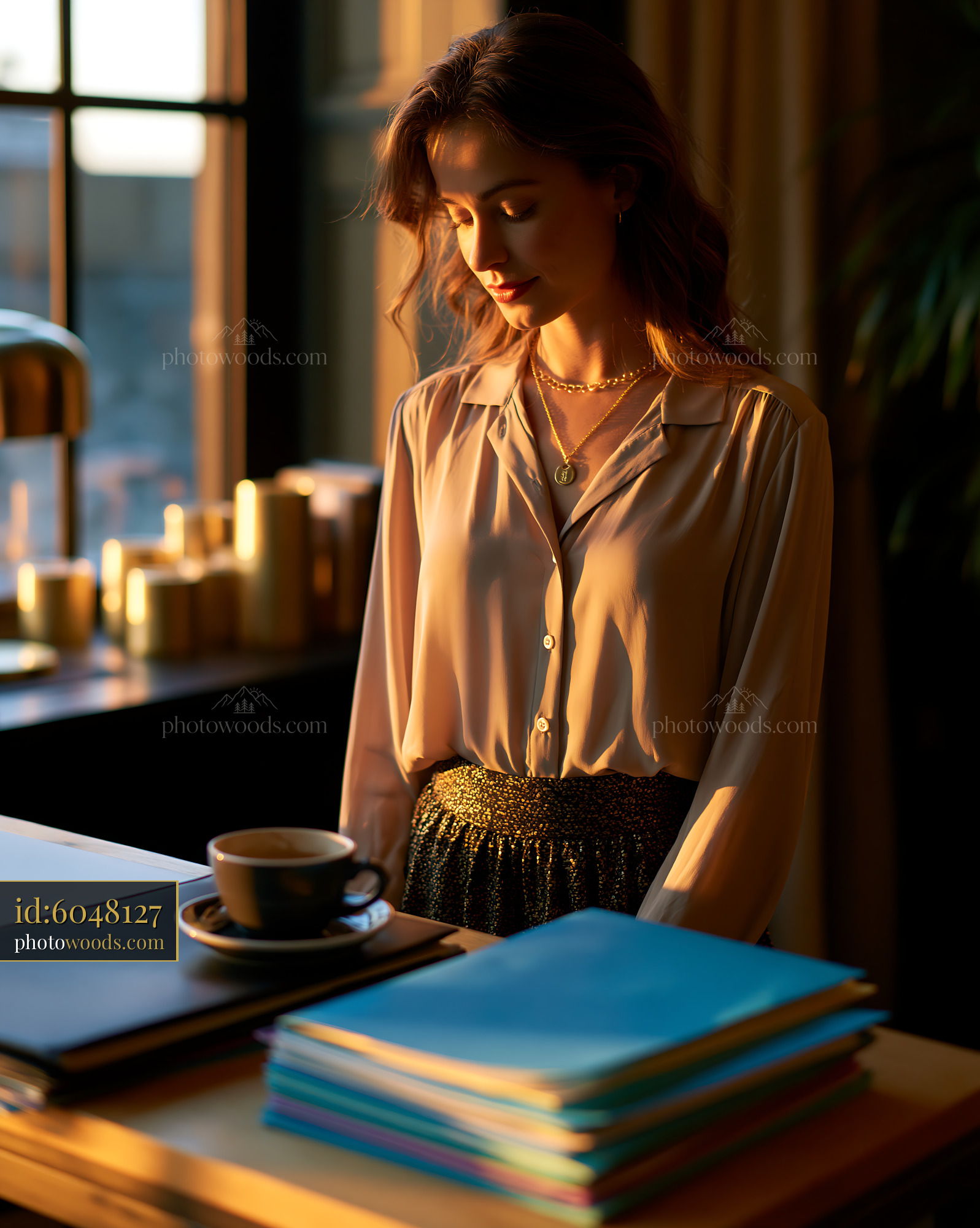 Employee Preparing for Salary Negotiation in Warm Soft Light