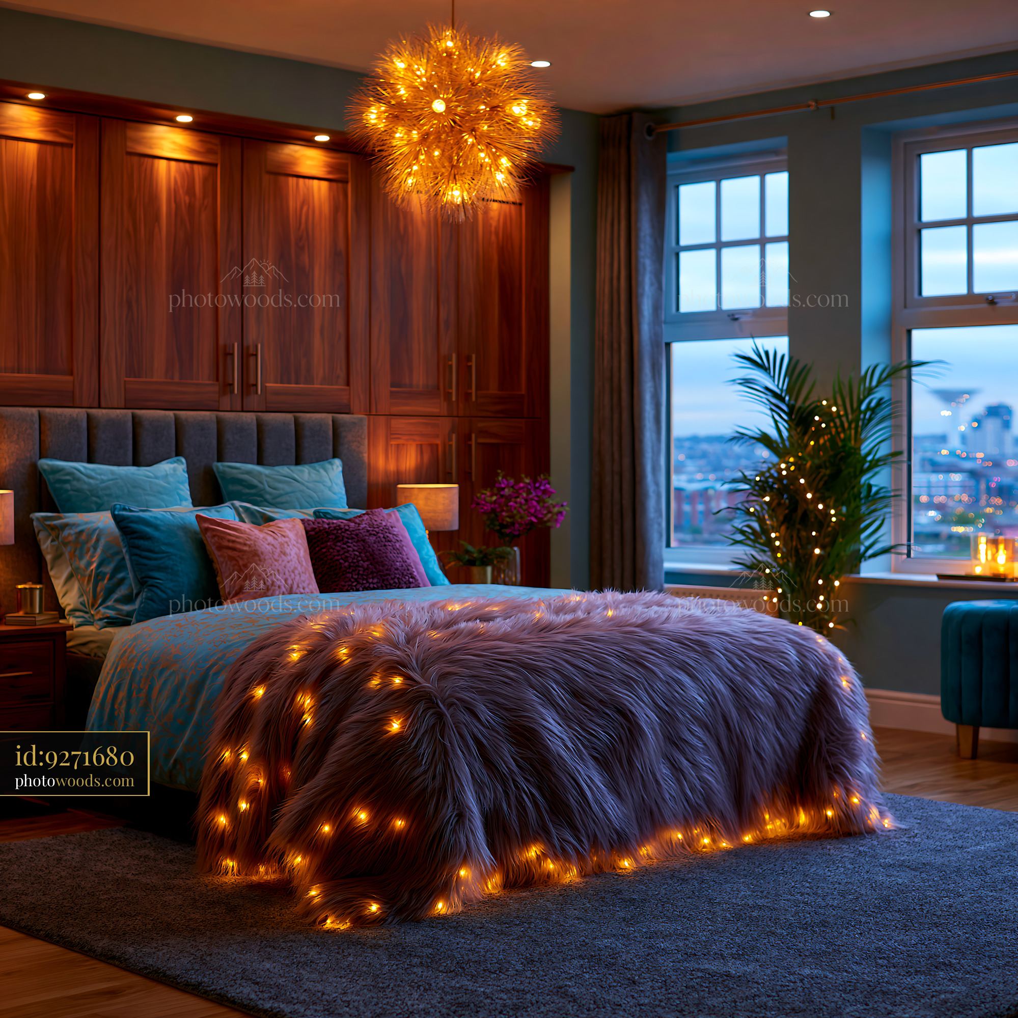 Modern Bedroom Design With Integrated Wardrobe and Cozy Decor