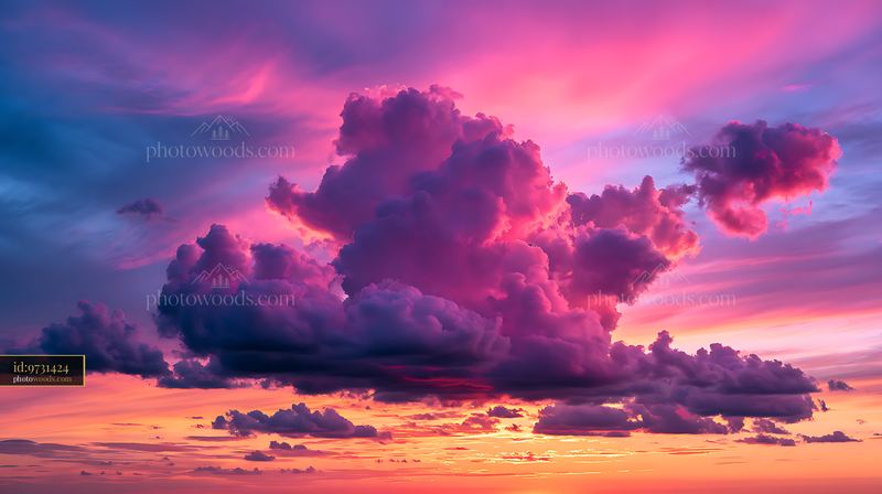 Dramatic pink and purple clouds at sunset