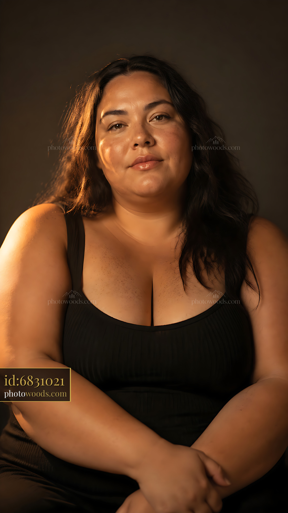 Woman Sitting With Relaxed Expression in Soft Lighting