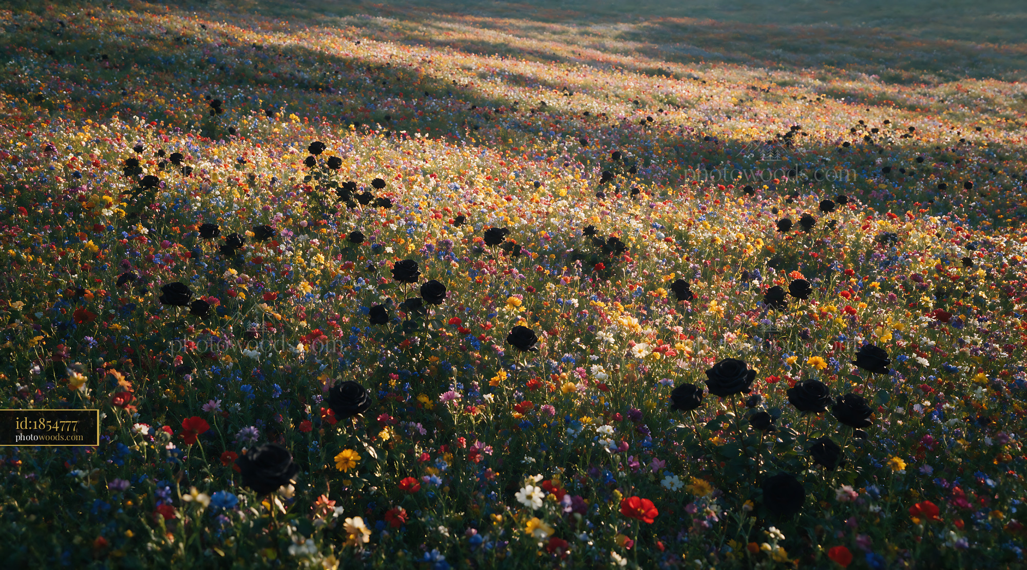 Black Poppy, Papaver Somniferum, Blooming in Colorful Meadow