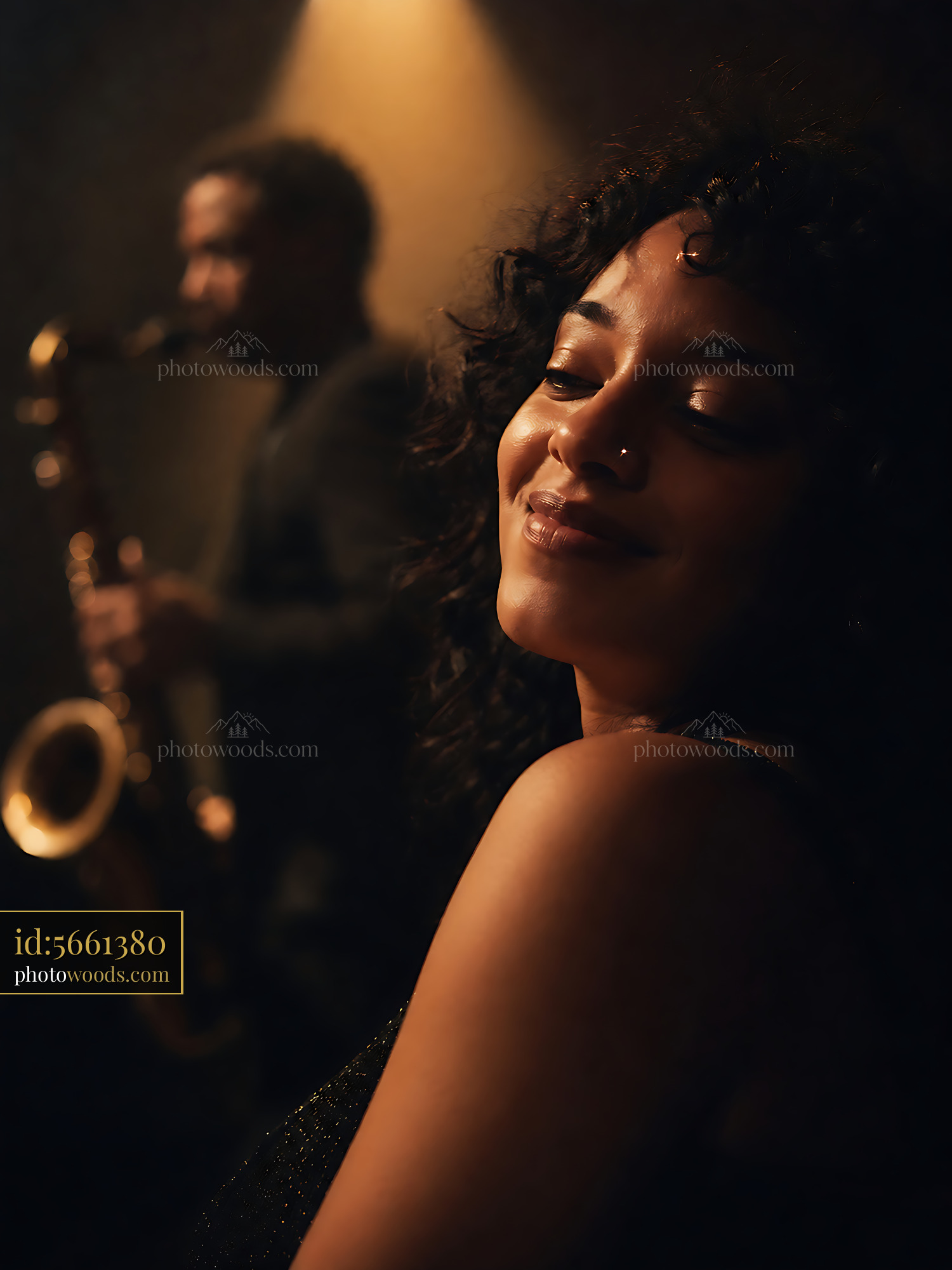 Woman Enjoying Live Music While Saxophonist Performs on Stage