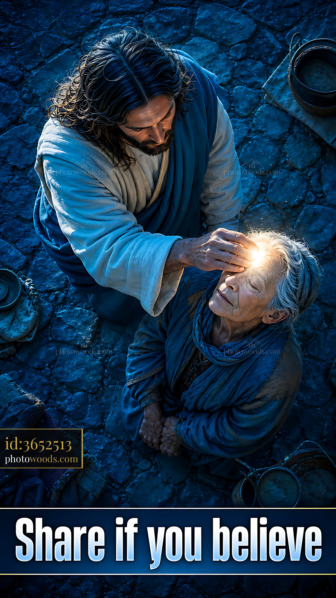 Jesus Healing a Blind Man While the Crowd Watches in the Market