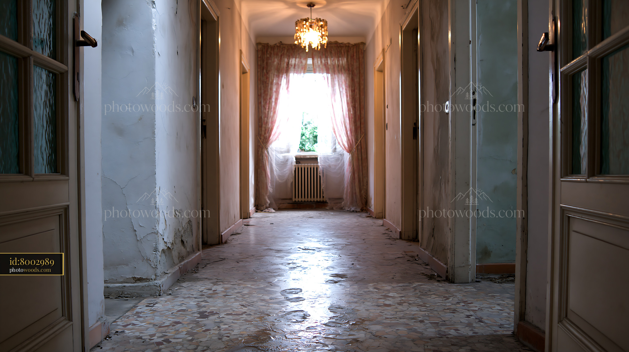 Crumbling Corridor of a Communal Flat With Distressed Walls