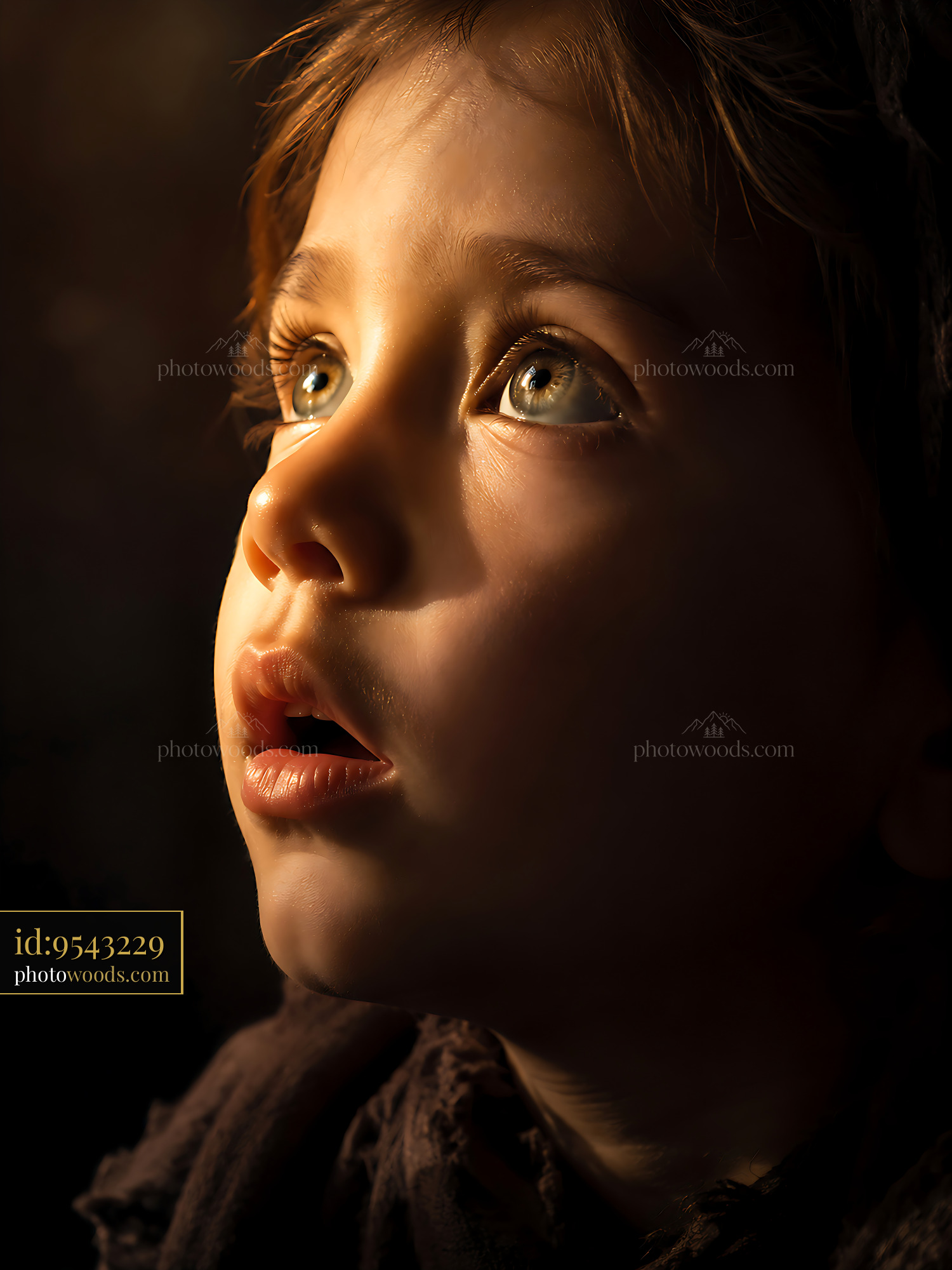 Child Looks up With Wonder During Evening Light