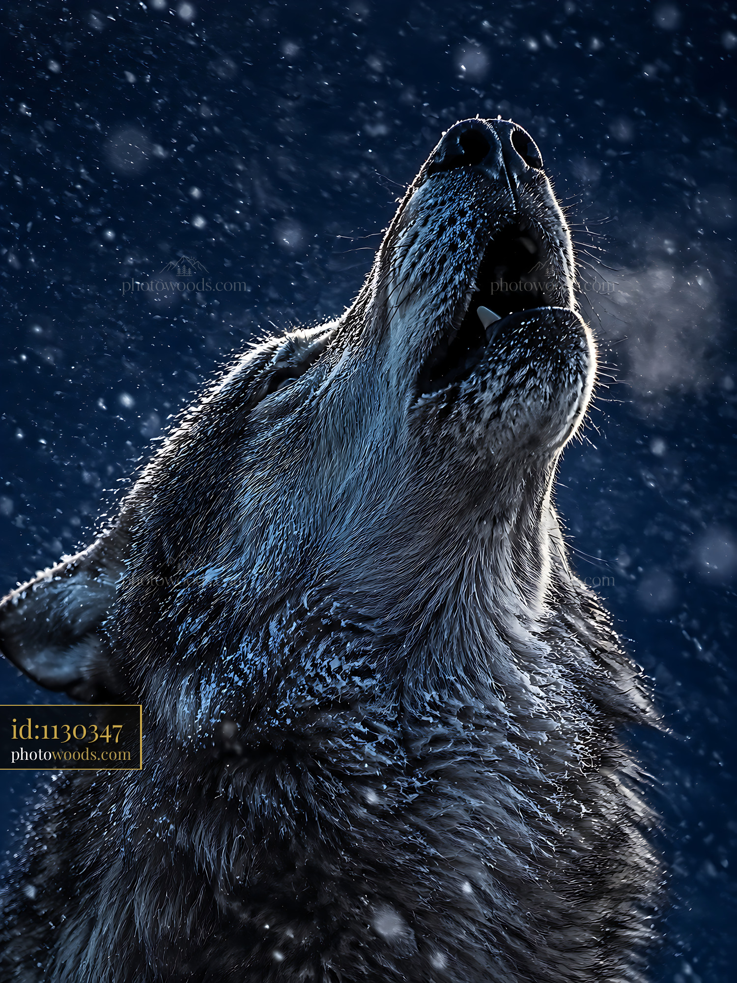 Wolf Howls in the Snow During a Winter Night