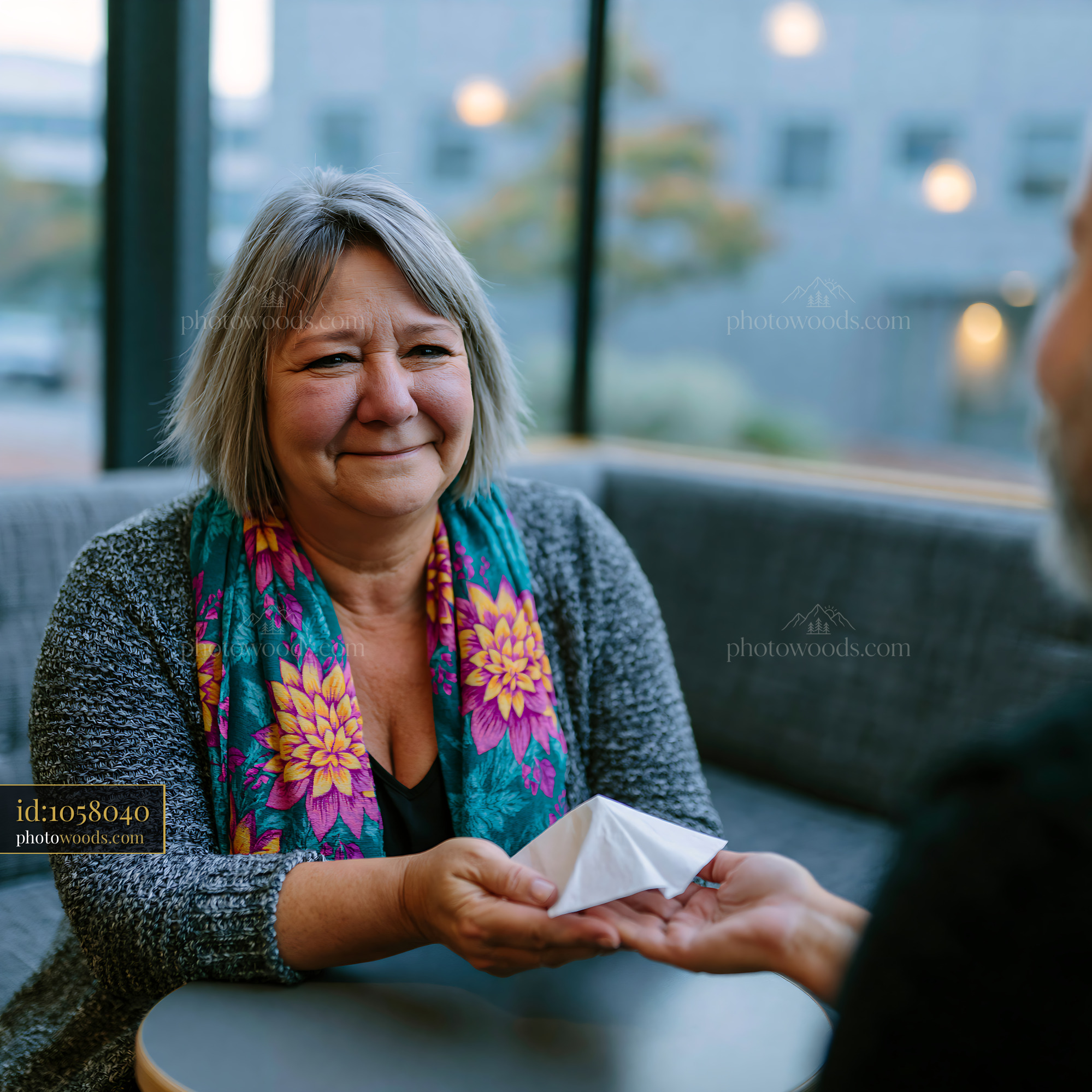 Grief Counselor in Conversation Providing Support in Modern Setting