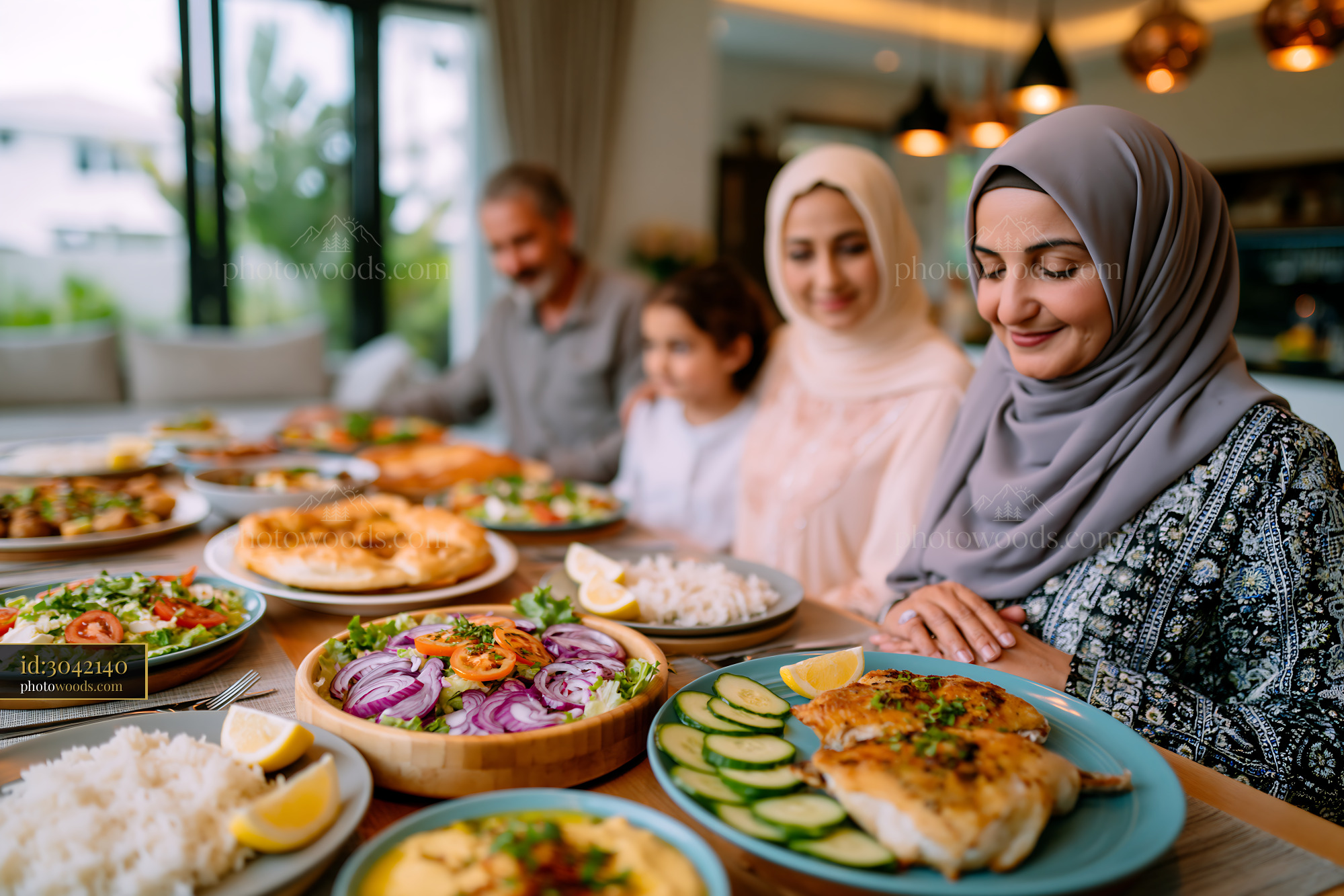 Family Sharing Iftar Dinner Together at Home