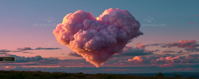 Dramatic pink cumulonimbus cloud at sunset