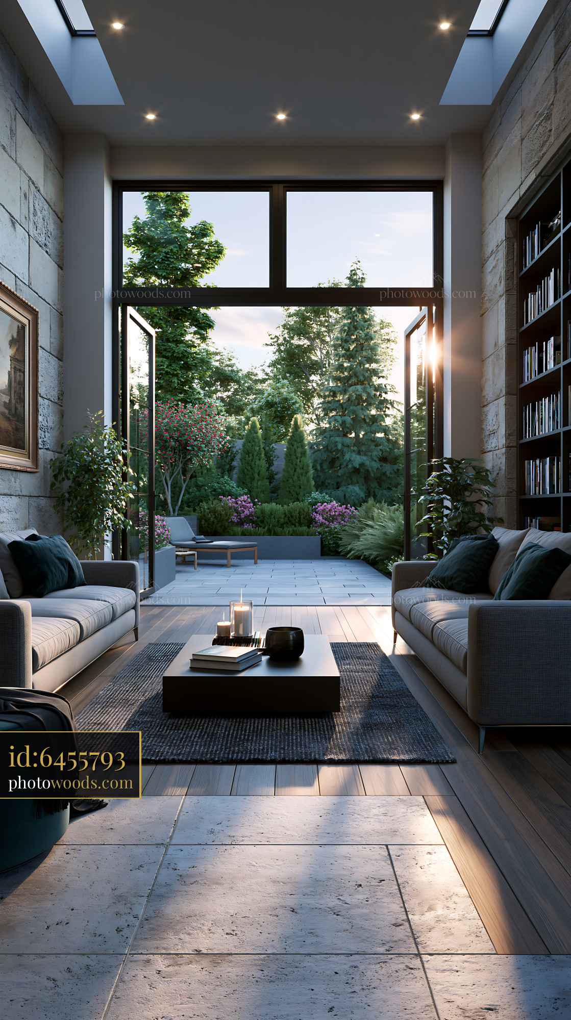 Minimalist Living Space With Open Walls and Garden Views
