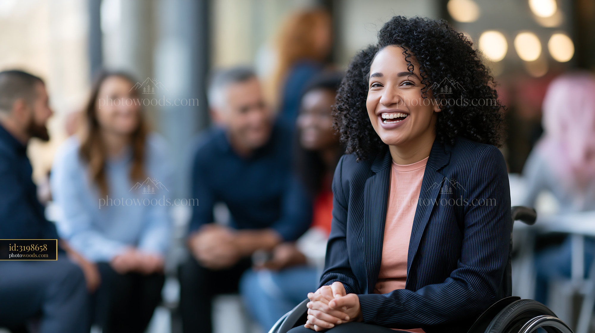 Project Manager Using Wheelchair Smiling During Meeting