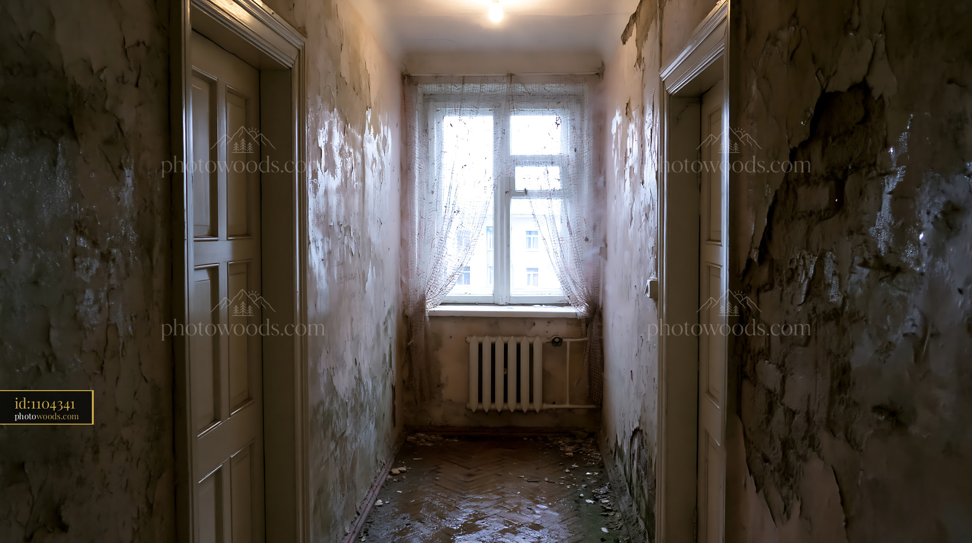 Crumbling Corridor of a Communal Flat With Icy Walls