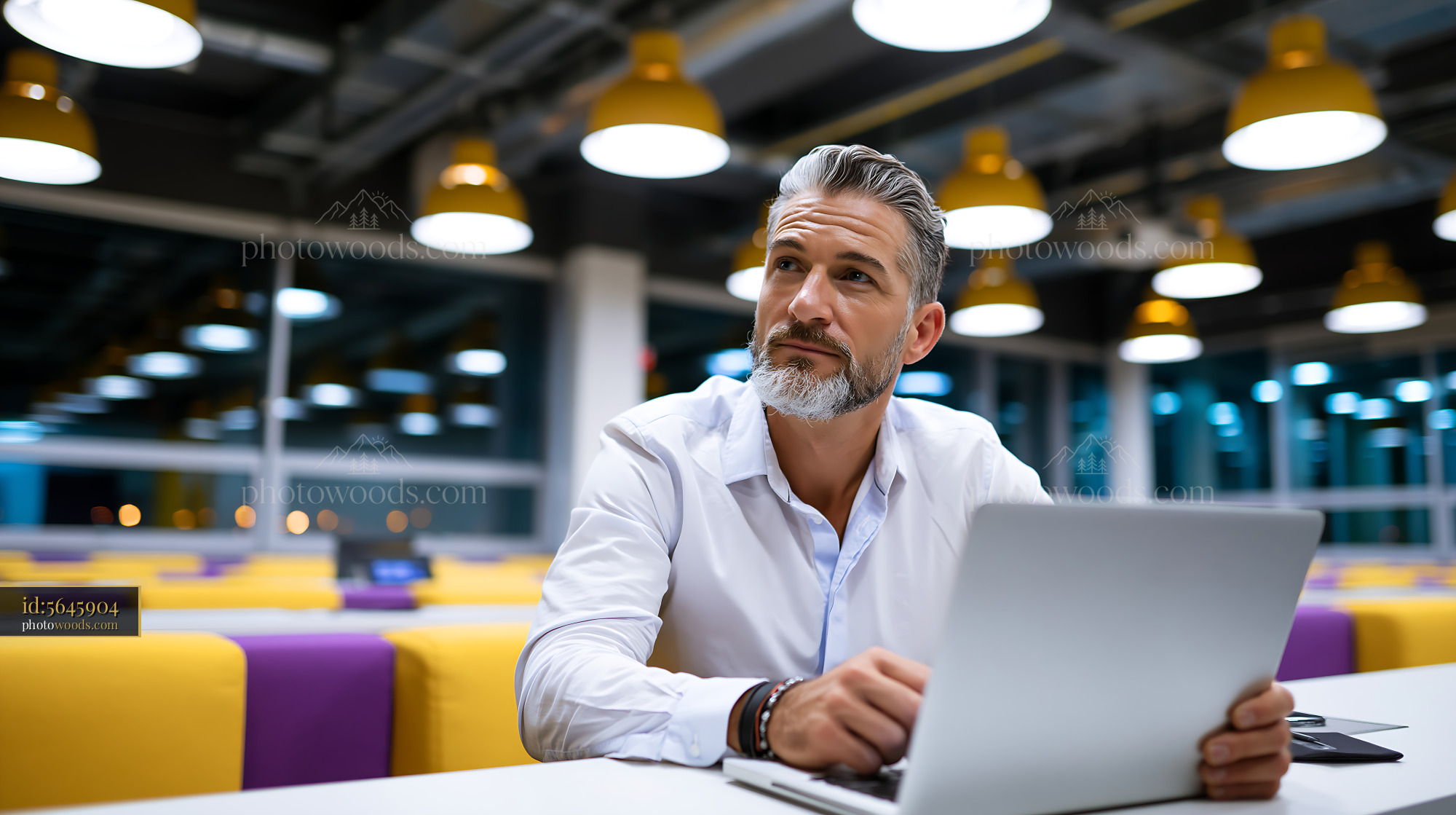 Employee Working on a Laptop in Modern Office Setting