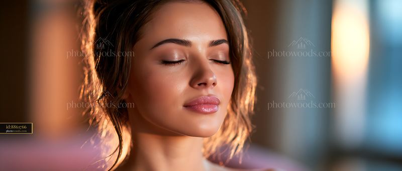 Woman With Closed Eyes in Concentration With Soft Light