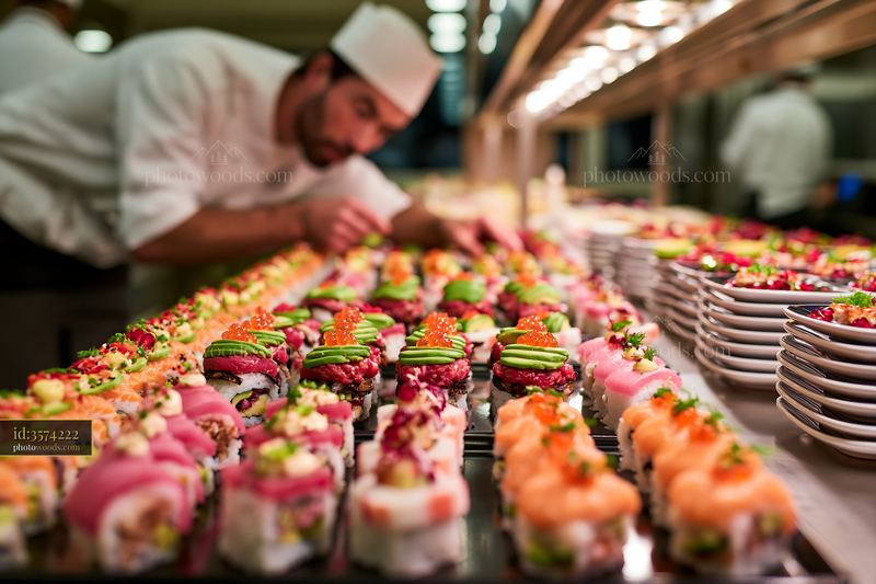 Sushi platter for catering event prepared by a chef