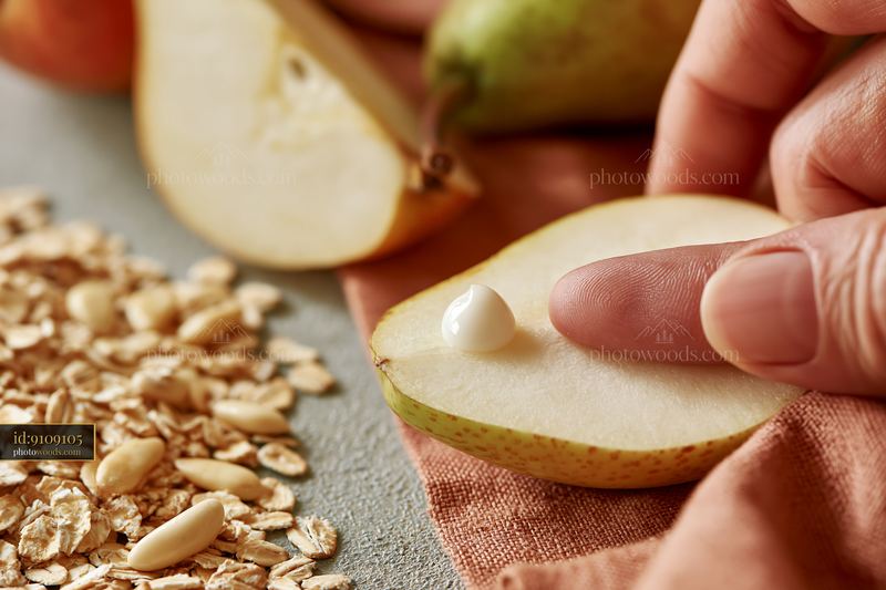 Natural skincare cream dose with oats and pear