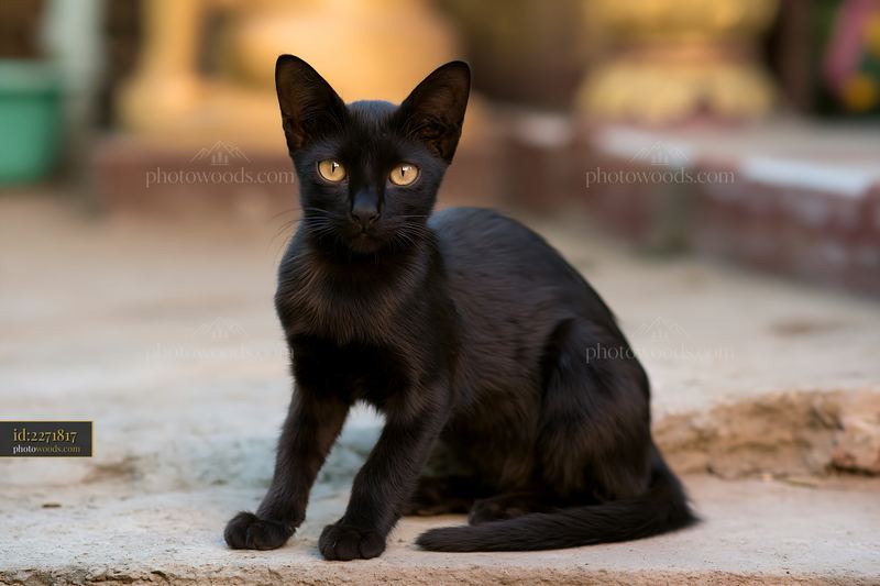 Portrait of a Mandalay cat sitting on a stone surface