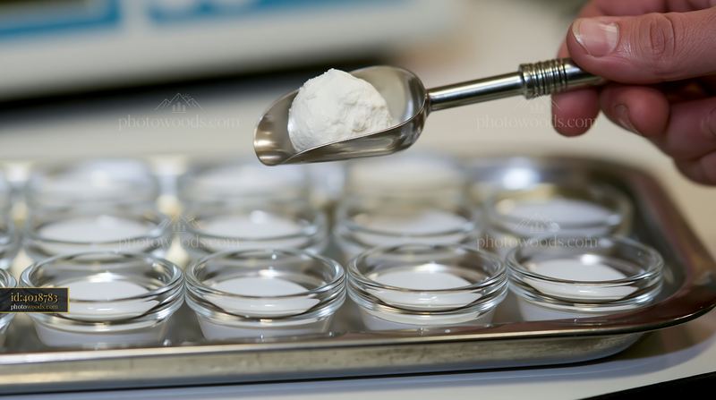 Cream dose measured with a cosmetic scoop in a lab setting