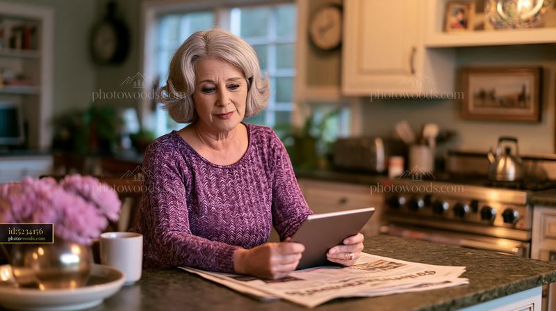 Parkinson's patient using a tablet at home