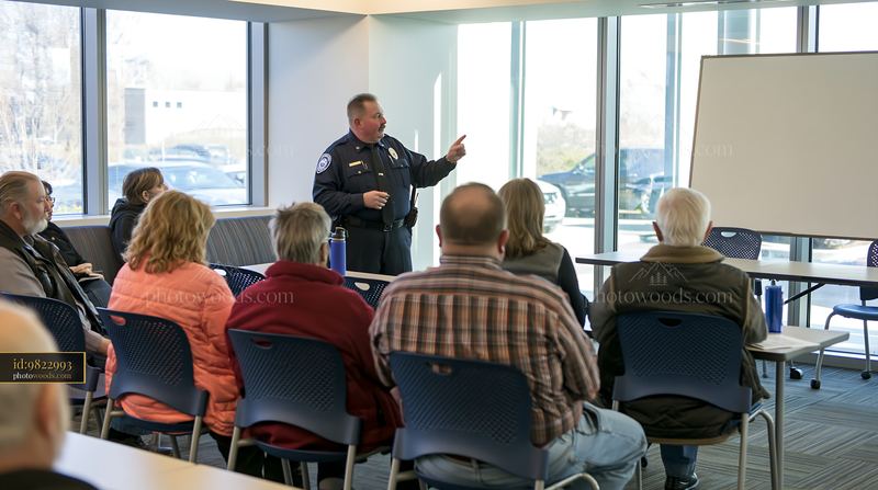 Police chief presenting accountability goals to community members