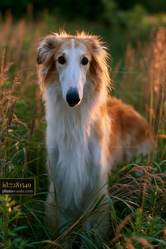 Rare dog breed photographed from above in a grassy field