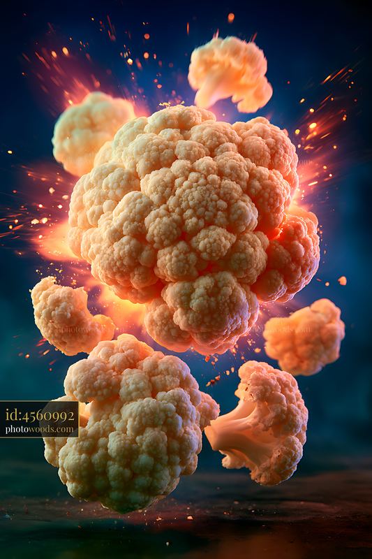 Cauliflower Florets Exploding Outward With Vibrant Colors