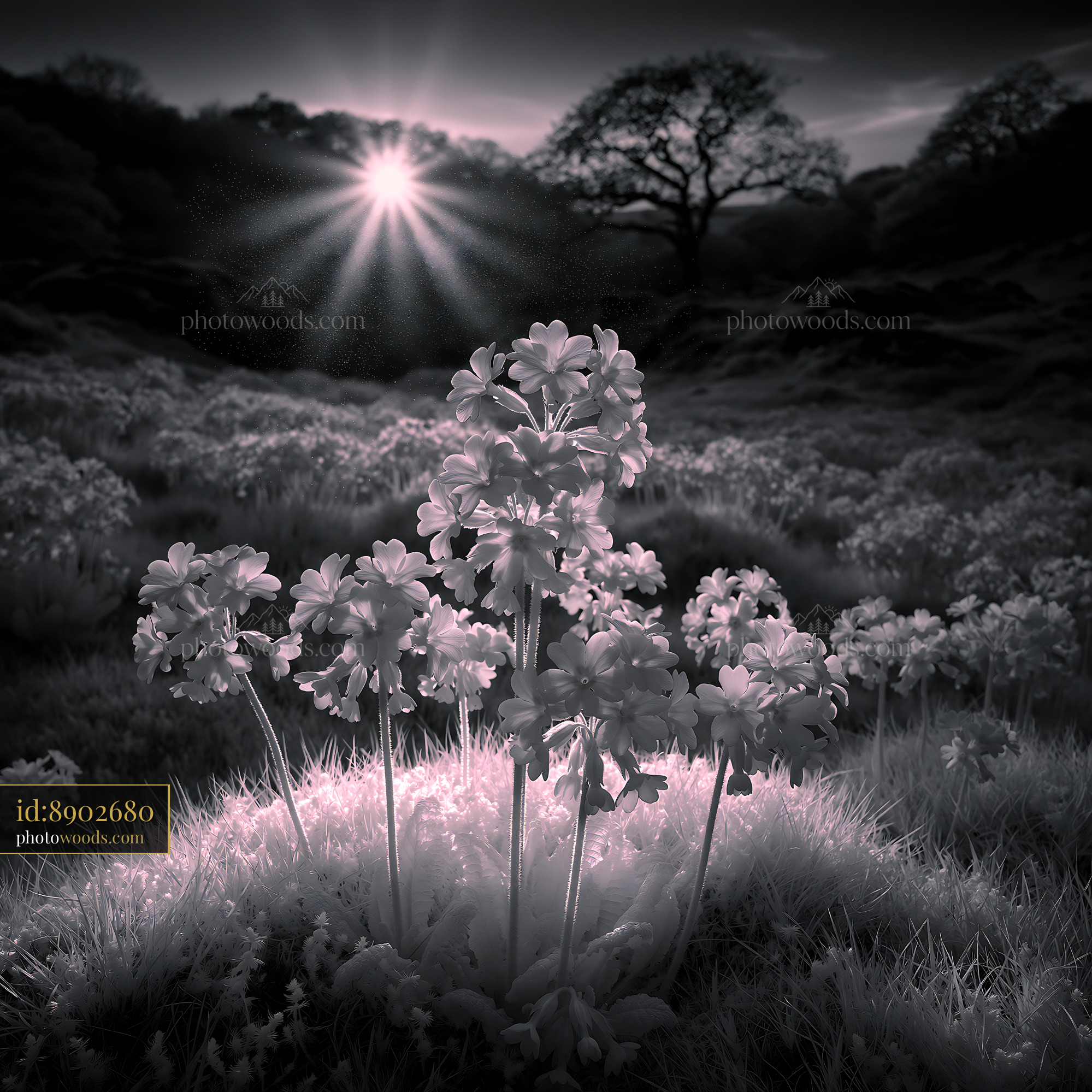 Chamomile Flowers in an Alpine Meadow at Sunrise