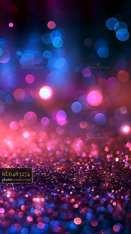 Colorful Abstract Bokeh of Pink and Blue Lights on a Dark Background