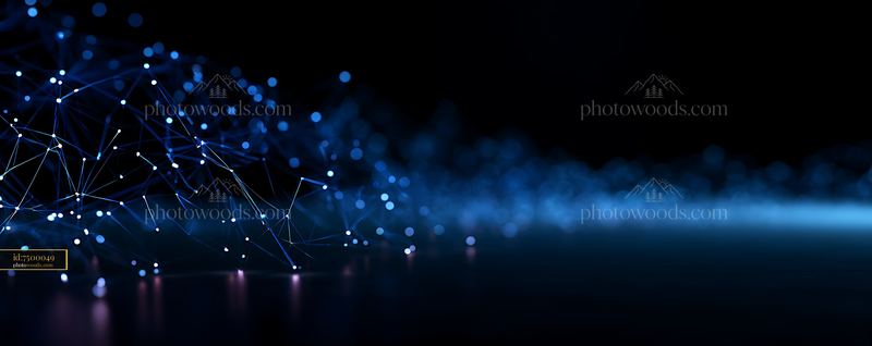 Connected Network of Glowing Nodes in Abstract Design