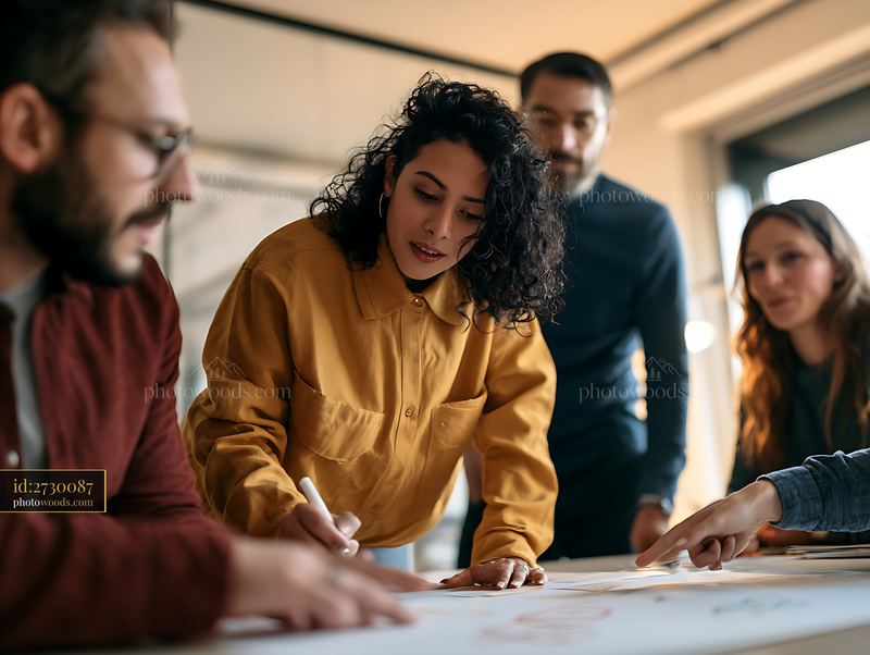 Female manager leading a collaborative brainstorming session