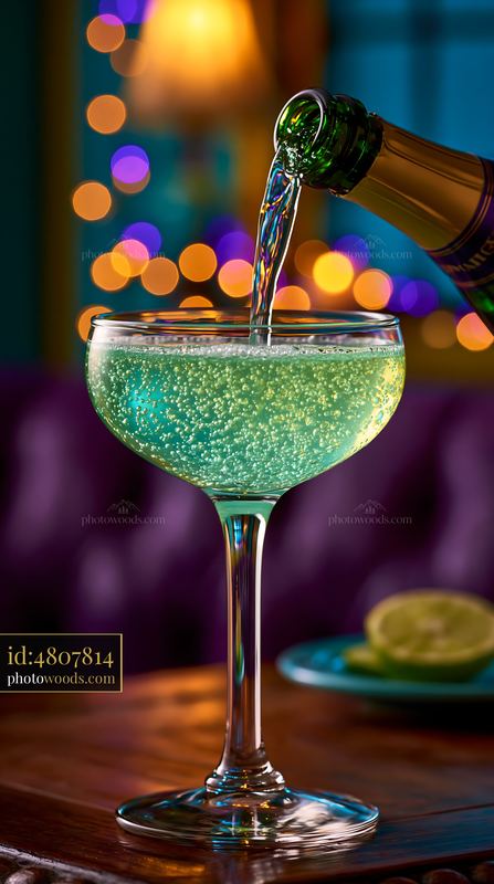French 75 Cocktail Served With Champagne Bubbles