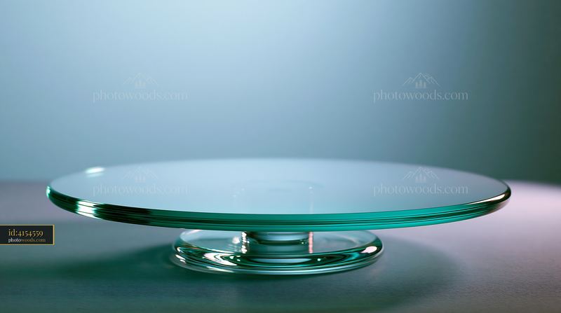 Glass Podium With Soft Reflections and Blue Background
