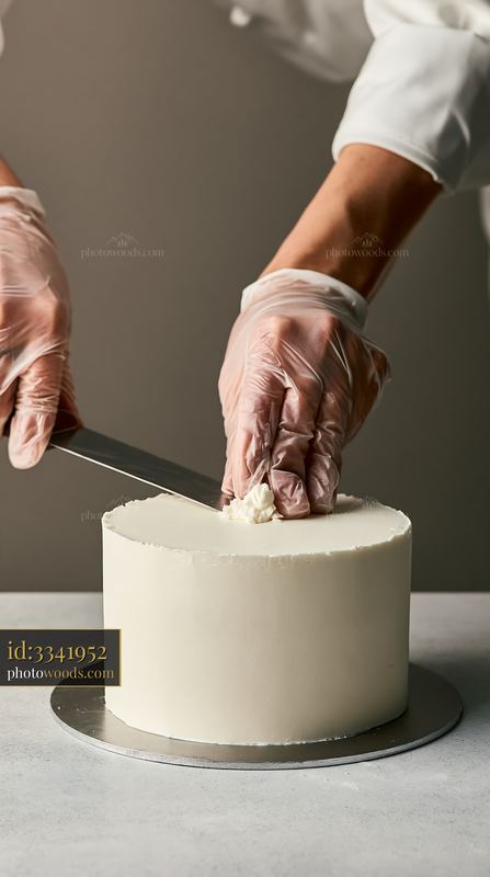 Hands Decorating a Minimalist White Wedding Cake