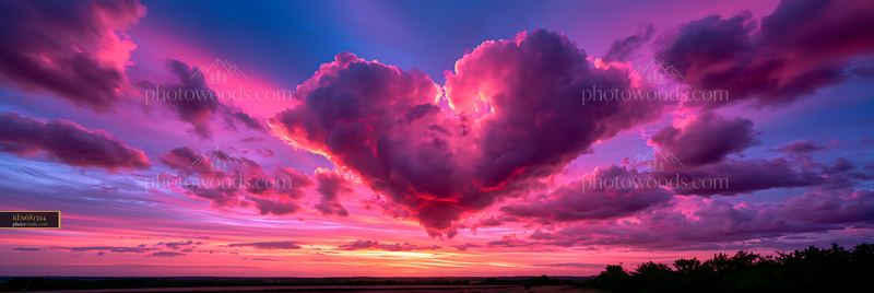 Heart Shaped Cloud Glowing in the Sky at Sunset