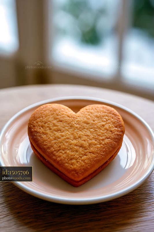 Heart Shaped Cookie on a Pale Plate in a Cozy Indoor Setting