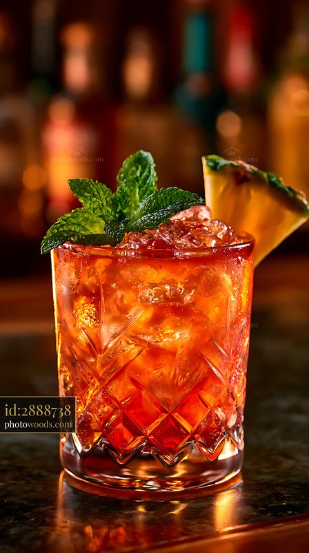 Mai Tai Cocktail Served in a Tiki Glass With Mint and Pineapple