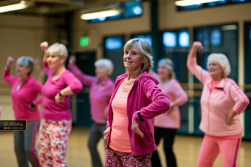 Senior women practicing dance fitness in a studio