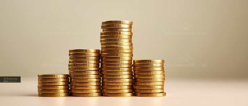Stack of Coins Arranged Like Steps on a Light Background
