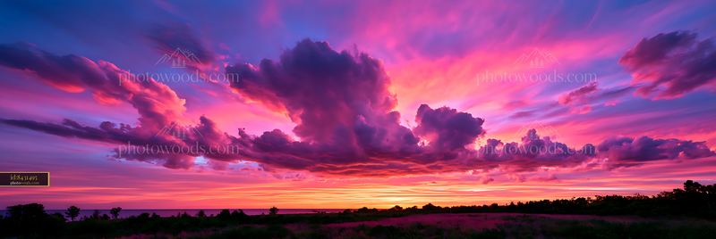 Vibrant sunset clouds with shades of pink, purple, and blue