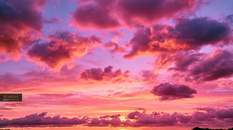 Colorful evening sky with pink and purple clouds