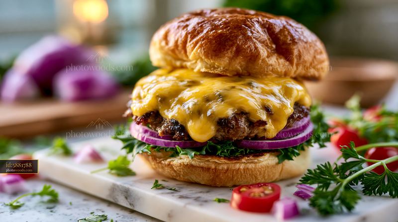 Juicy Smash Burger With Melting Cheese and Fresh Toppings